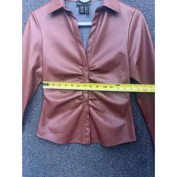 House Of Harlow 1960 Vegan‎ Leather Jacket Size XS Cinnamon - Picture 4 of 8